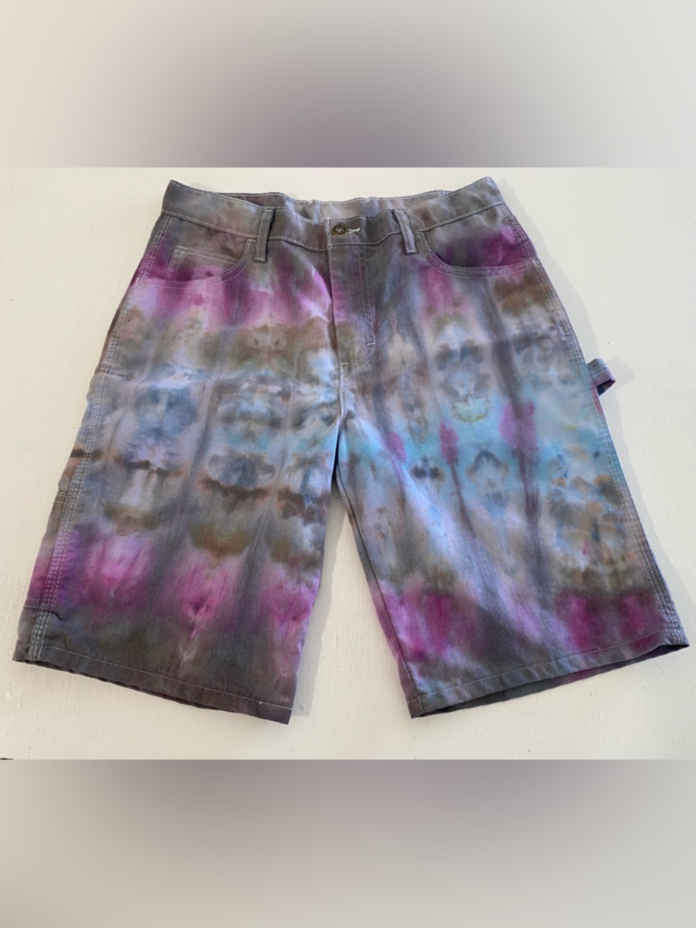 Tie-Dye hand made Multicolor Denim Shorts